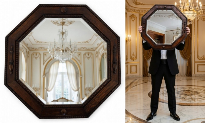 Antyczne lustro ścienne vintage z Anglii